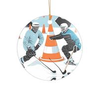 KFRXXZQB Motif hockey sur glace - Pendentif en acrylique doré - Ornement personnalisable haute clarté pour Noël et décoration de mariage.