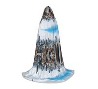 KFRXXZQB New York Fashion City - Cape à capuche imprimée pour jeunes - Cape imprimée réglable pour événements d'Halloween, théâtre scolaire et costumes M