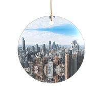 KFRXXZQB New York Fashion City - Pendentif en acrylique imprimé doré - Ornement personnalisable haute clarté pour Noël et décoration de mariage.
