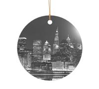 KFRXXZQB New York - Pendentif en acrylique doré - Ornement personnalisable haute clarté pour Noël et décoration de mariage.