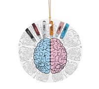 KFRXXZQB Pendentif rond en aluminium imprimé cerveau humain - Impression double face personnalisable, cordon doré fin de 0,8 mm pour Noël., 10cm, Alumide