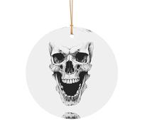 KFRXXZQB Pendentifs ronds en aluminium avec motif tête de mort d'horreur - Impression double face personnalisable, cordon doré fin de 0,8 mm pour Noël., 8cm, Alumide