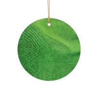 KFRXXZQB Pendentifs ronds en aluminium vert en peau de serpent - Impression double face personnalisable, cordon doré fin de 0,8 mm pour Noël., 8cm, Alumide