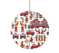 KFRXXZQB Petits garçons et filles pompiers - Pendentifs ronds en aluminium - Impression double face personnalisable, cordon doré de 0,8 mm d'épaisseur pour Noël., 8cm, Alumide
