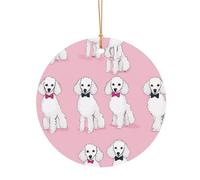 KFRXXZQB Poodles Dogs - Pendentifs ronds en aluminium - Impression double face personnalisable, cordon doré fin de 0,8 mm pour Noël., 8cm, Alumide