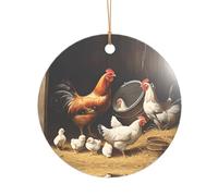 KFRXXZQB Poulets de la ferme - Pendentif en acrylique doré - Ornement personnalisable haute clarté pour Noël et décoration de mariage.