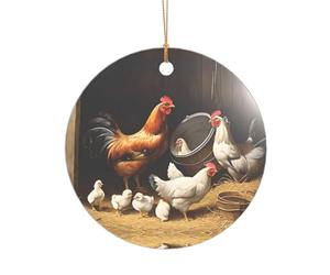 KFRXXZQB Poulets de la ferme - Pendentif en acrylique doré - Ornement personnalisable haute clarté pour Noël et décoration de mariage.
