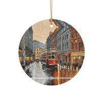 KFRXXZQB San Francisco - Pendentifs ronds en aluminium - Impression double face personnalisable, cordon doré fin de 0,8 mm pour Noël., 10cm, Alumide