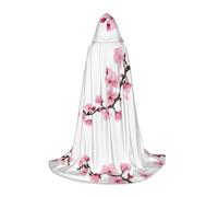 KFRXXZQB Tempting Cherry Blossoms - Cape à capuche imprimée pour jeunes - Cape imprimée réglable pour événements d'Halloween, théâtre scolaire et costumes L