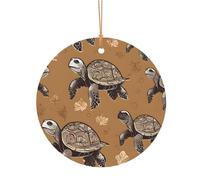 KFRXXZQB Tortues de mer - Pendentifs ronds en aluminium - Impression double face personnalisable, cordon doré fin de 0,8 mm pour Noël., 8cm, Alumide