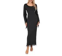 Kfsghdnz Robe de sorcière gothique à capuche pour femmes - Costume de vampire pour Halloween et costumade - Déguisement pour fête (noir A, taille XL)