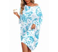 KFUBUO Chemise de nuit grande taille pour femme - T-shirt de nuit surdimensionné à manches courtes avec poche - Tailles S à 5XL, Tie-dye, oversized