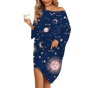 KFUBUO Chemise de nuit grande taille pour femme - T-shirt de nuit surdimensionné à manches courtes avec poche - Tailles S à 5XL, Étoile bleue, taille unique