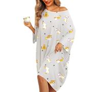 KFUBUO Chemise de nuit grande taille pour femme - T-shirt de nuit surdimensionné à manches courtes avec poche - Tailles S à 5XL, Chat gris, oversized