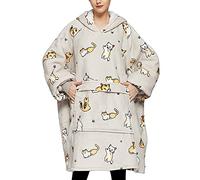 KFUBUO Couverture à Capuche Portable pour Adultes en Sherpa Tous Motifs Chat surdimensionnée avec Poches pour Femme