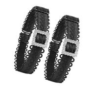 Kfwfuaee 1 paire de sangles de chaussures élastiques et réglables avec boucles en strass pour talons hauts pour femmes, Carré noir.