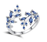 Kfwfuaee 2. Anneaux de feuilles inspirés de la nature en cuivre Zircon cubique scintillant Confort embelli Bracelets Branches d'arbre scintillantes