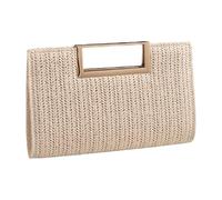 Kfwfuaee All Matching Sac de Banquet pour Femmes Filles Mariage Sac à Main Paille Cordon Épaule Soirée Simple Femmes Élégante Chaîne Bandoulière Sangle Soirée, beige