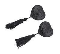 Kfwfuaee Cache-tétons auto-adhésifs pour femmes avec strass Pasties en forme de cœur avec glands Autocollants de poitrine réutilisables Cache-seins Coussinets de soutien-gorge Coussinets réutilisables