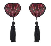 Kfwfuaee Cache-tétons auto-adhésifs pour femmes avec strass Pasties en forme de cœur avec glands Autocollants de poitrine réutilisables Cache-seins Coussinets de soutien-gorge Coussinets réutilisables