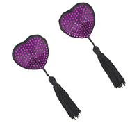 Kfwfuaee Cache-tétons auto-adhésifs pour femmes avec strass Pasties en forme de cœur avec glands Autocollants de poitrine réutilisables Cache-seins Coussinets de soutien-gorge Coussinets réutilisables