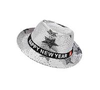 [Kfwfuaee] Chapeau à paillettes clignotant avec étoiles et lumières LED et paillettes étoile Happy New Year chapeau pour femme