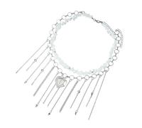 Kfwfuaee Collier tendance en alliage fait à la main Pierre irrégulière Cœur et franges Détail de la clavicule Chaîne pour un port décontracté ou une fête Collier d'affirmation en pierre naturelle
