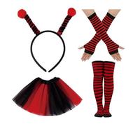 [Kfwfuaee] Costume d'abeille 4 pièces pour Halloween, cosplay, fête d'abeille, bandeau, jupe, bas et gants pour anniversaire d'adulte