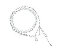 Kfwfuaee Élégant collier de perles irrégulières à 2 couches pour femme avec étoile et breloque, chaîne de perles, bijoux de fête, bijoux de perles