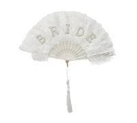 [Kfwfuaee] Éventail de plumes de mariage avec perle surprise pour fête prénuptiale mariée pour devenir un éventail de plumes en dentelle pour la mariée