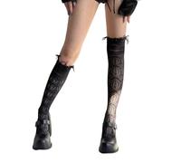 Kfwfuaee Grotte extensible pour femme - Chaussettes de mollet respirantes en nylon et dentelle - Filet de pêche, Noir , taille unique