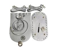 Kfwfuaee Kit de préparation de sac à crochet avec housse de fond du sac à dos en cuir synthétique Sangle réglable et boucle de fermeture pour projets Sac en cuir PU Base inférieure, Argent (Silver)