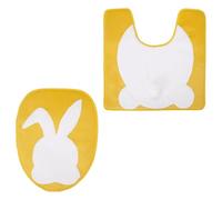 Kfwfuaee Lapin de Pâques Couvercles de siège de toilette et tapis de toilette pour la décoration de salle de bain Fonction tapis souple La plupart des toilettes standard Couvercle de siège de toilette