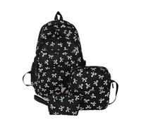 Kfwfuaee Lot de 3 sacs à dos Bows - Sac à dos d'école - Grande capacité - Décontracté - Sac à dos esthétique - Collège pour tous les jours, Noir