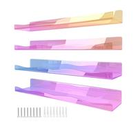 Kfwfuaee Lot de 4 étagères murales flottantes modernes en acrylique arc-en-ciel pour livres, jouets, cosmétiques, chambre d'enfant