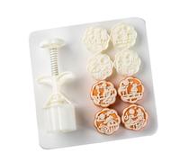 Kfwfuaee Lot de 4 moules à gâteau réutilisables - Motif lapins volants - Outil de presse à la main pour la famille - Outil traditionnel de façonnage de gâteau lune