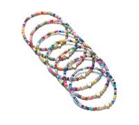 Kfwfuaee Lot de 7 bracelets élastiques réglables pour femme - Colorés - Empilables - Collection de perles élastiques