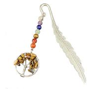 Kfwfuaee Marque-Pages en Pierre De Coloré De 13cm Arbre De en Argent Antique avec Pendentif en Plume Marque-Page De Mode Marque-Page en Pierre De Coloré Arbre De Rétro Antique en