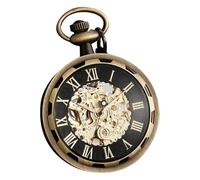 Kfwfuaee Montre de poche mécanique vintage style punk avec cadran mécanique clair, bronze