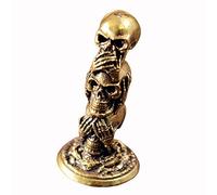 Kfwfuaee Mystérieux Tête de Mort Statues Statues en Laiton Figurine Décorative Bureau Décoration de Bureau Halloween Thème Accessoires Cadeau Multifonctionnel Tête de Mort Serre-livres Décoration