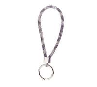 Kfwfuaee Porte-clés en corde de cristal avec dragonnes de poignet pour clés de voiture, porte-monnaie, décorations de téléphone et sacs, noir et blanc