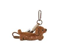 Kfwfuaee Porte-clés en peluche douce en forme de teckel pour décoration de sac, sensation confortable, parfait pour les trajets quotidiens, les voyages et les activités de plein air, Couleur café.