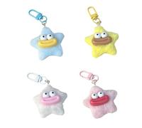 Kfwfuaee Porte-clés en peluche en forme d'étoile ludique avec motif unique de lèvres de saucisse qui améliore les accessoires quotidiens Adorable porte-clés