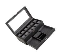 Kfwfuaee Practical Watch Collection Boîte avec couche spacieuse grâce au couvercle en verre et tiroirs solides supplémentaires pour la maison Grande capacité avec une grande capacité, taille unique