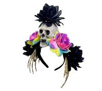 Kfwfuaee Serre-tête de mort en résine - Accessoire de coiffure pour cheveux avec rembourrage doux - Pour les fêtes d'Halloween et les spectacles sur scène - Tête de mort d'Halloween