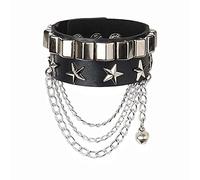 Kfwfuaee] Snap-Punk Rock en cuir PU pour homme vintage étoile espion crice gothique bracelet large bracelet femme bijoux broche, フリーサイズ