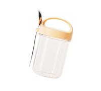 Kfwfuaee Verre de rangement alimentaire transparent Cuillère intégrée Couverture anti-fuite pour collations aux noix Cuisine Utilisez le petit déjeuner Tasse anti-éclaboussures Snacks Tasse de