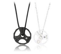 [Kfwfuaeee] 2 pièces haltère pendentif collier bijoux fitness hologim haltères charme collier chaîne pendentif, フリーサイズ, Comme décrit dans la description, Sans pierre précieuse