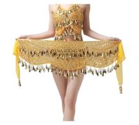 KFXYSM Ceinture Danse Orientale Costumes Danse scène Performance Vêtements Hip Echarpe Paillettes Ceinture de la Ceinture de Ventre Dance Jazz Dance Femmes Adultes Tenue Danse Orientale Femme(Gold)
