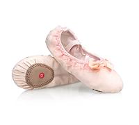 KFXYSM Chaussures de Ballet, Chaussons Ballet Fille 2 Paires Belle Toile Soft Sole Sole Filles Enfants Dentelle Ballet Pratique Chaussures de Danse pour Enfants(Beige,Size 30)